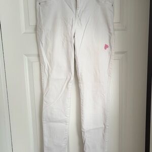 Guess White Jeans with Pink Accents